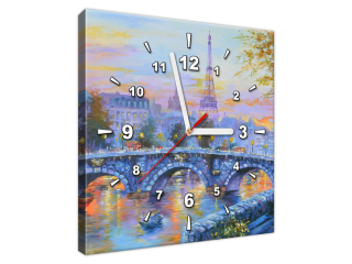 Obraz s hodinami na stenu Ulička v Paríži
