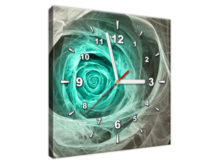 Fraktálna ruža v tyrkyse Obraz s hodinami