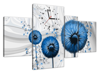 Obraz na plátne s hodinami Modré púpavy 3